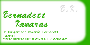 bernadett kamaras business card